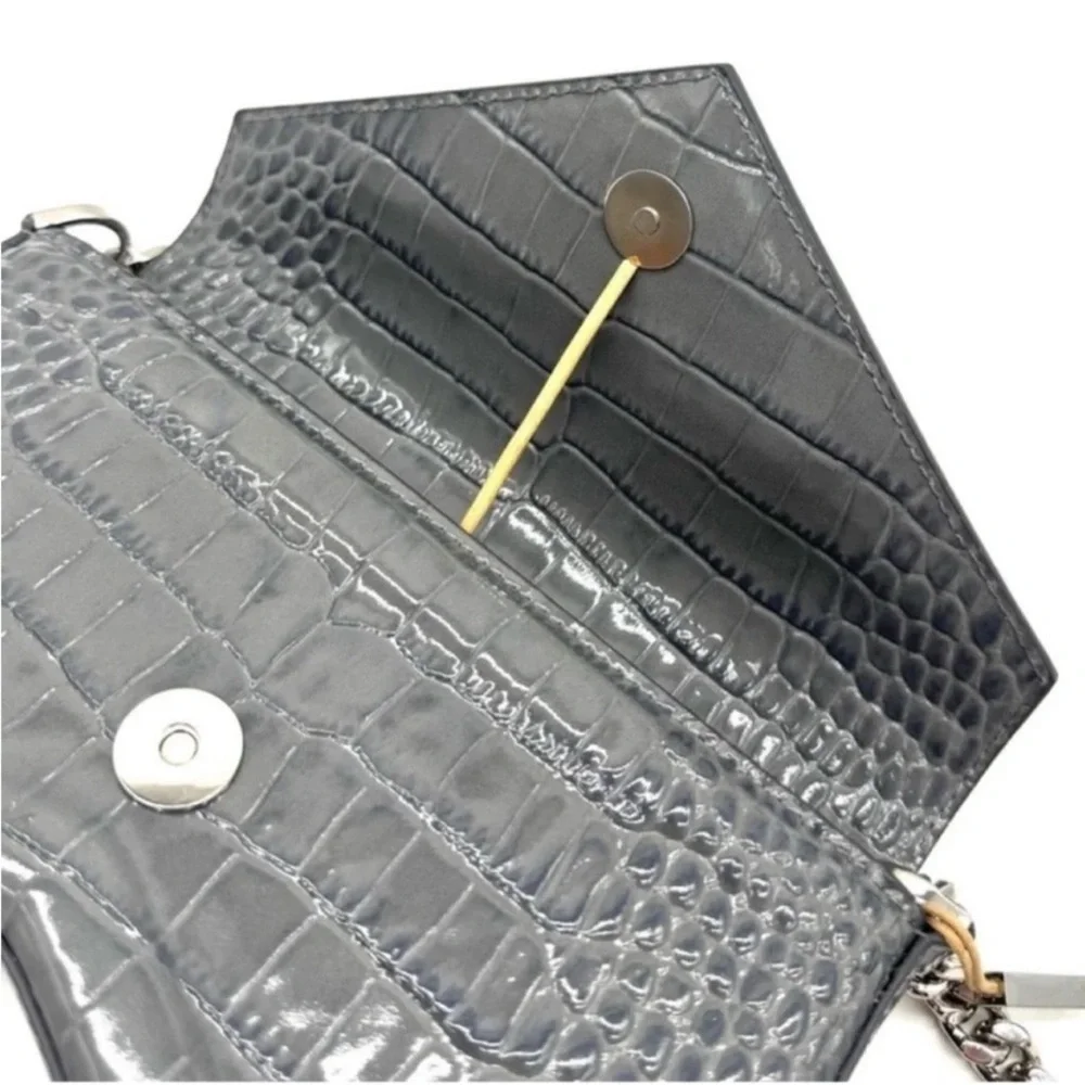 Michael Kors Collection Manhattan Medium Crocodile Embossed Patent Leather Bag